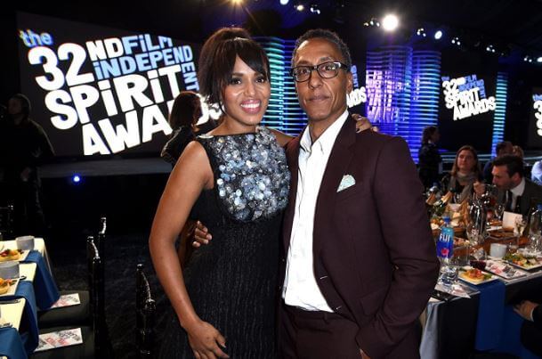Her husband Andre Royo with his co-star Kerry Washington at 32nd Film Independent Spirit Awards